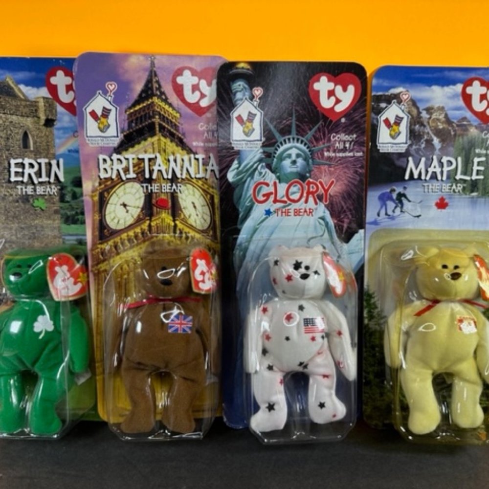 Vintage McDonald's 1999 Beanie Babies Complete set Erin, Maple, Britannia, Glory